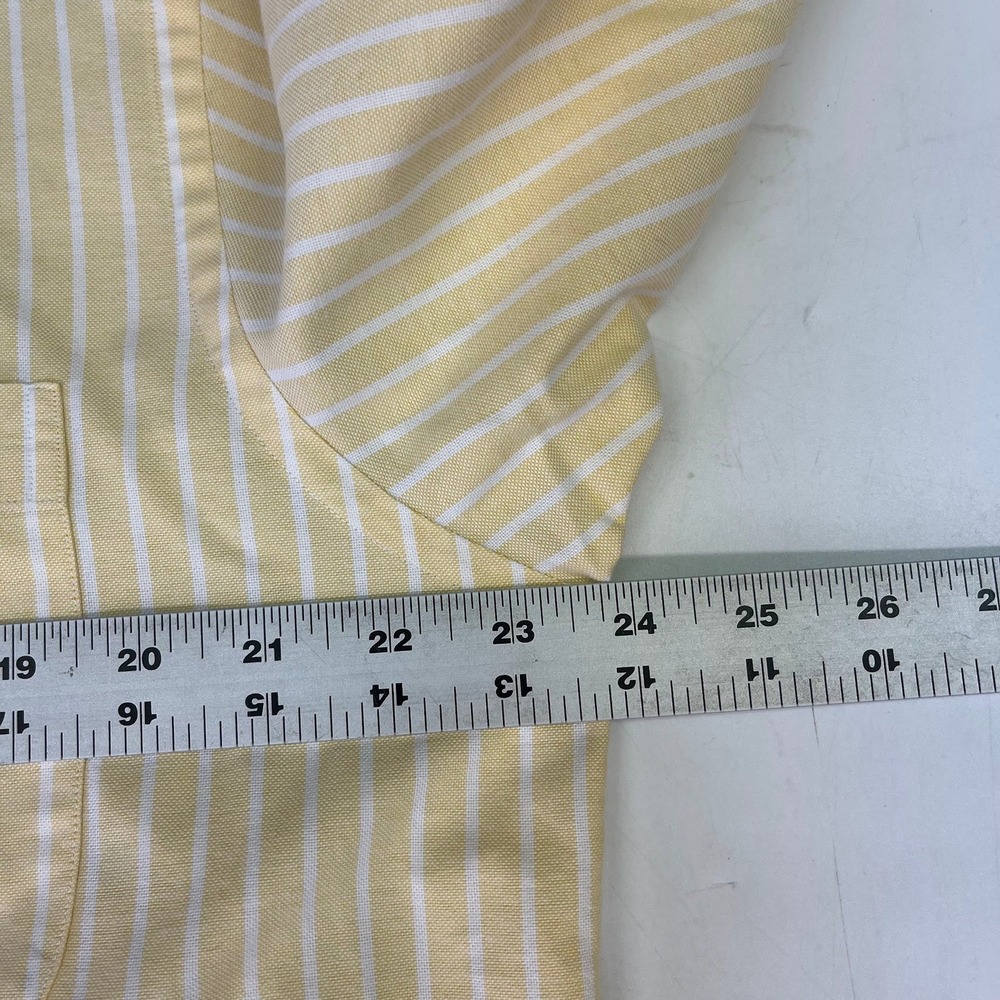 Lands End Mens Yellow White Striped Button Down Oxford Shirt Long Sleeve Cotton - Picture 12 of 13